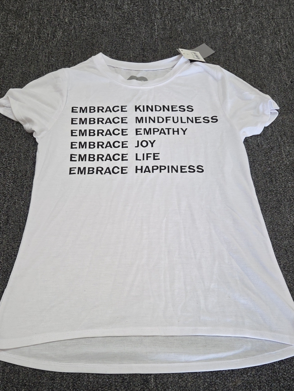 (#5C) Modern Lux White 'Embrace' Graphic Tee - Black Text